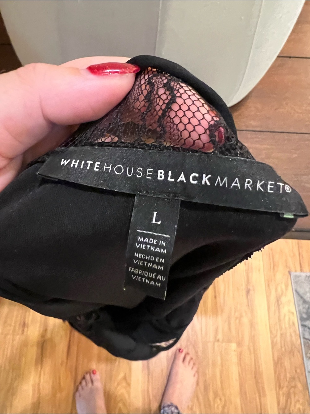WHBM Black Abstract Lace Trim Camisole Tank Top for under jackets - Picture 2 of 4